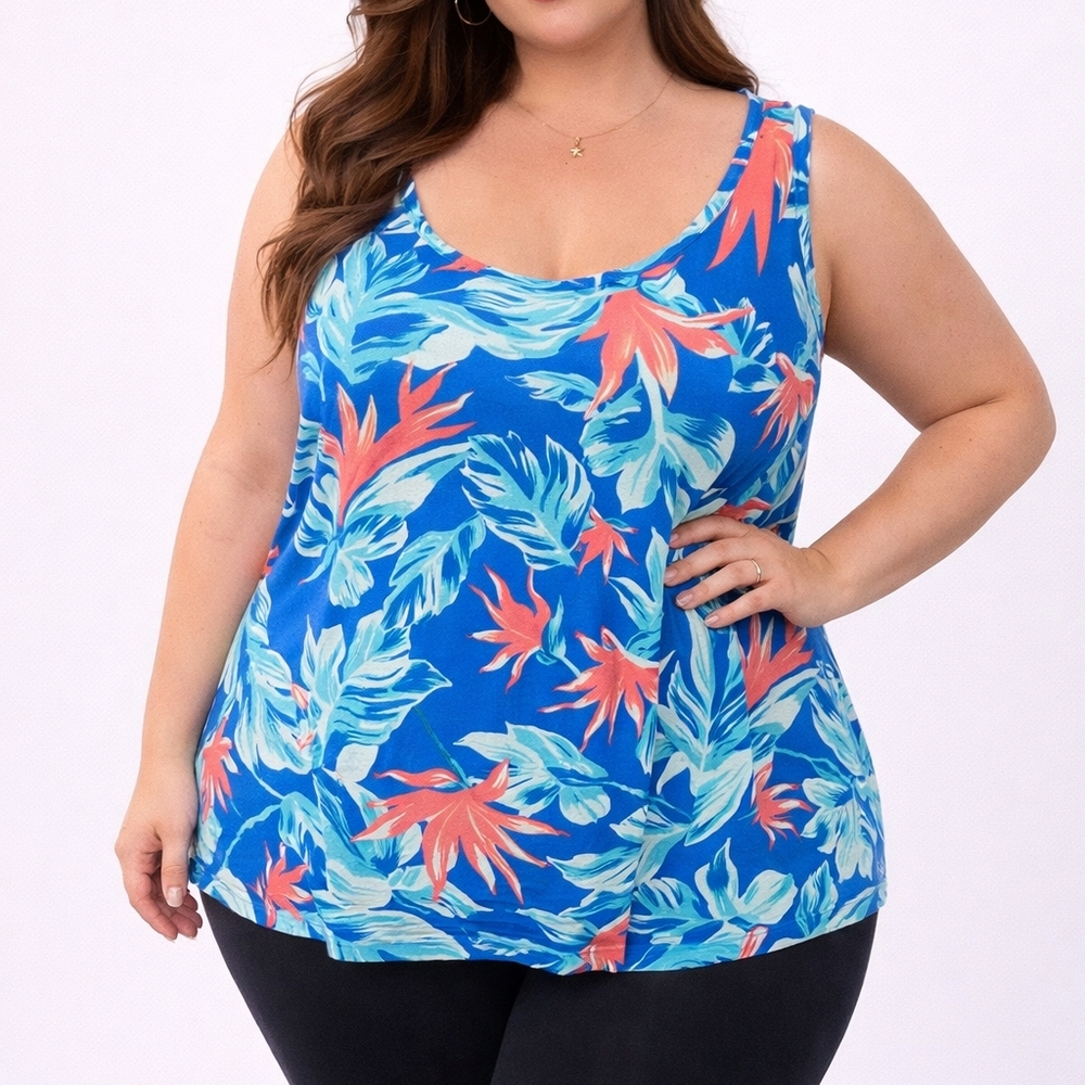 Floral Blue and Pink Women's Top